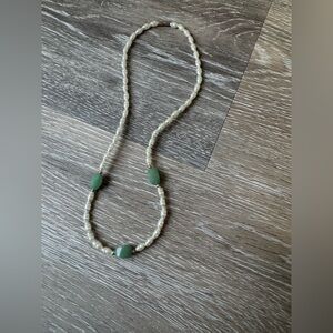 Freshwater pearl and green adventurine necklace